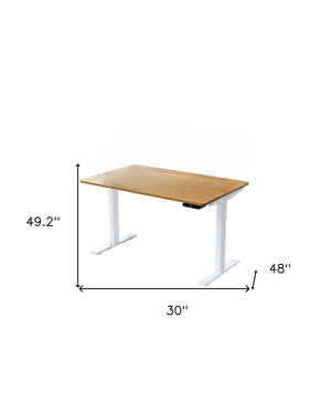 Homeroots 30" Adjustable Brown And White Stainless Steel Computer Desk   397742