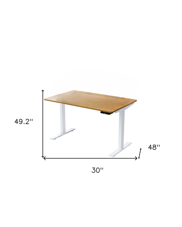 Homeroots 30" Adjustable Brown And White Stainless Steel Computer Desk   397742