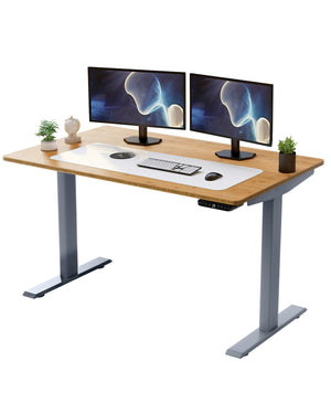 Homeroots 30" Adjustable Brown And Gray Stainless Steel Computer Desk   397744