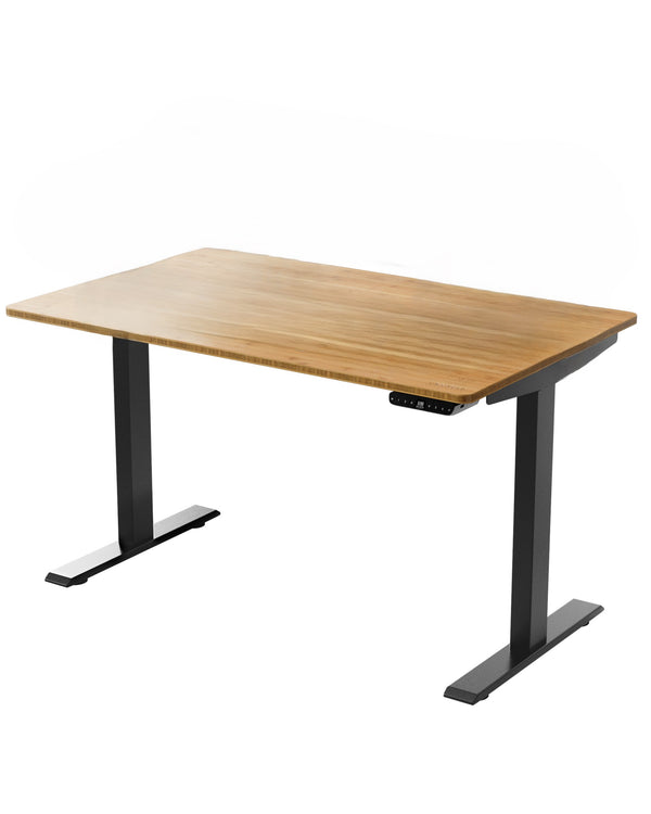 Homeroots 30" Adjustable Brown And Black Stainless Steel Computer Desk   397745