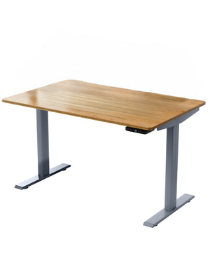 Homeroots 30" Adjustable Brown And Gray Stainless Steel Computer Desk   397746