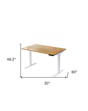 Homeroots 30" Adjustable Brown And White Stainless Steel Computer Desk   397747