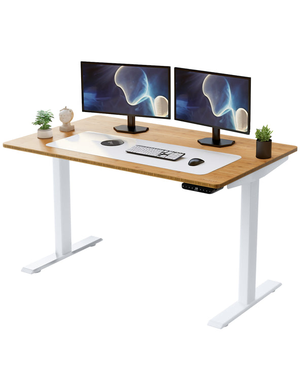 Homeroots 30" Adjustable Brown And White Stainless Steel Computer Desk   397747