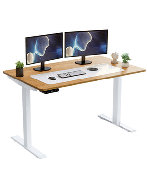 Homeroots 30" Adjustable Brown And White Stainless Steel Computer Desk   397747