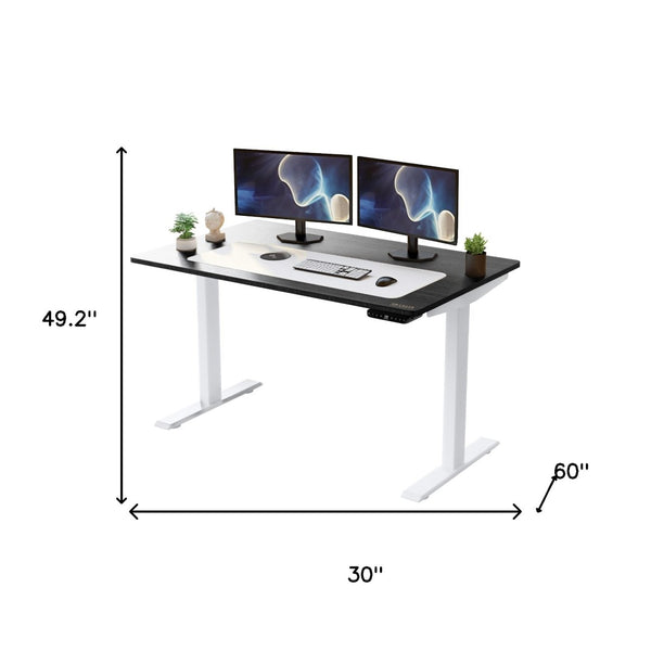 HomeRoots White Bamboo 52" Dual Motor Electric Adjustable Standing Desk - Enhance Comfort & Productivity Today! 397752