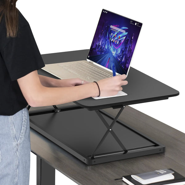 Homeroots 20" Adjustable Black Stainless Steel Standing Desk Converter   397753