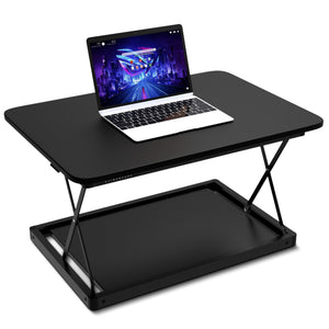 Homeroots 20" Adjustable Black Stainless Steel Standing Desk Converter   397753