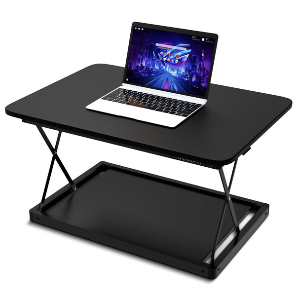 Homeroots 20" Adjustable Black Stainless Steel Standing Desk Converter   397753