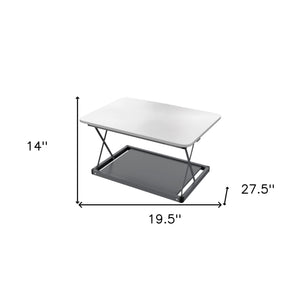 Homeroots 20" Adjustable White And Silver Stainless Steel Standing Desk Converter   397754