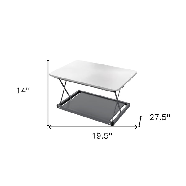 Homeroots 20" Adjustable White And Silver Stainless Steel Standing Desk Converter   397754