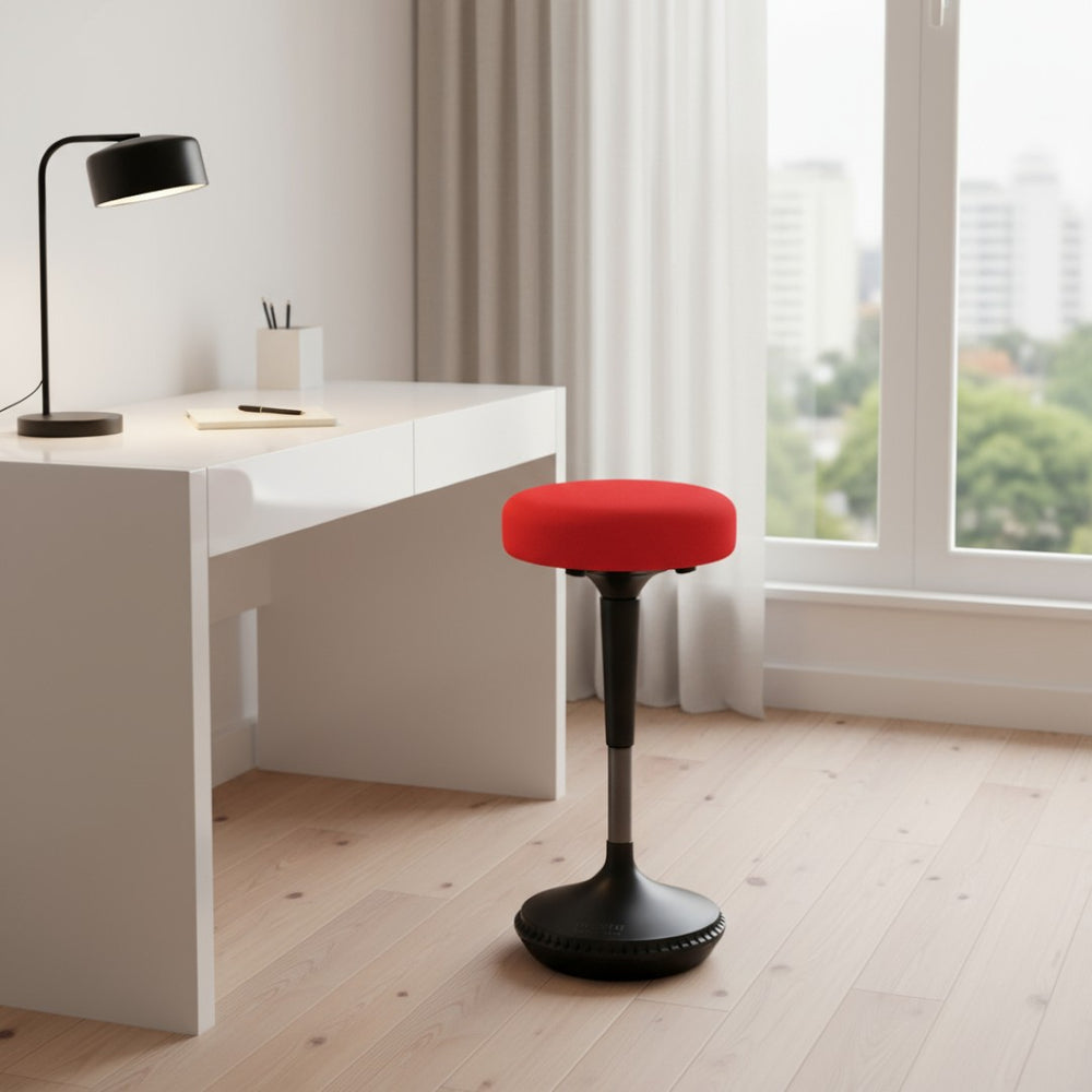 HomeRoots Red Adjustable Height Swivel Office Chair - Modern Comfort, 360° Mobility, Durable Steel Frame, Stylish Design 397757