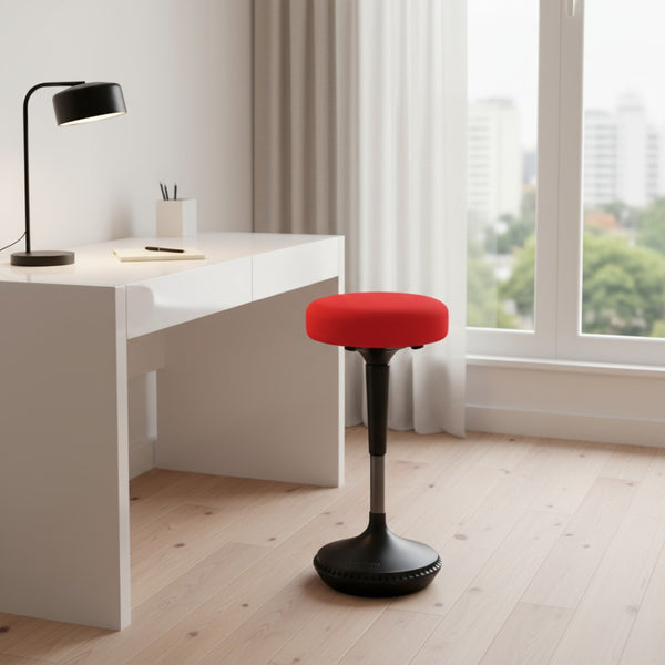 HomeRoots Red Adjustable Height Swivel Office Chair - Modern Comfort, 360° Mobility, Durable Steel Frame, Stylish Design 397757
