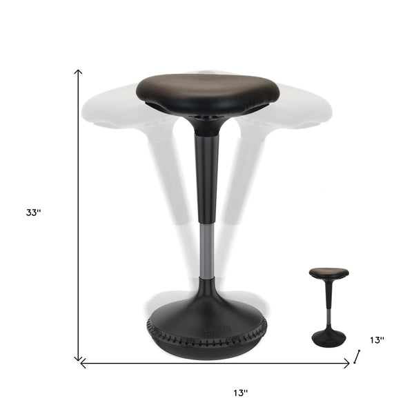 Homeroots Black Tall Triangle Seat Swivel Active Balance Chair   397759