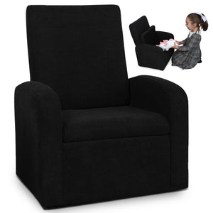 Homeroots Kids Black Comfy Upholstered Recliner Chair With Storage   397760