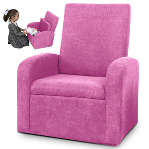 Homeroots Kids Pink Comfy Upholstered Recliner Chair With Storage   397761