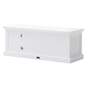 Homeroots 47" White Solid Wood Drawers And Open Shelving Entertainment Center  Solid Wood 397771