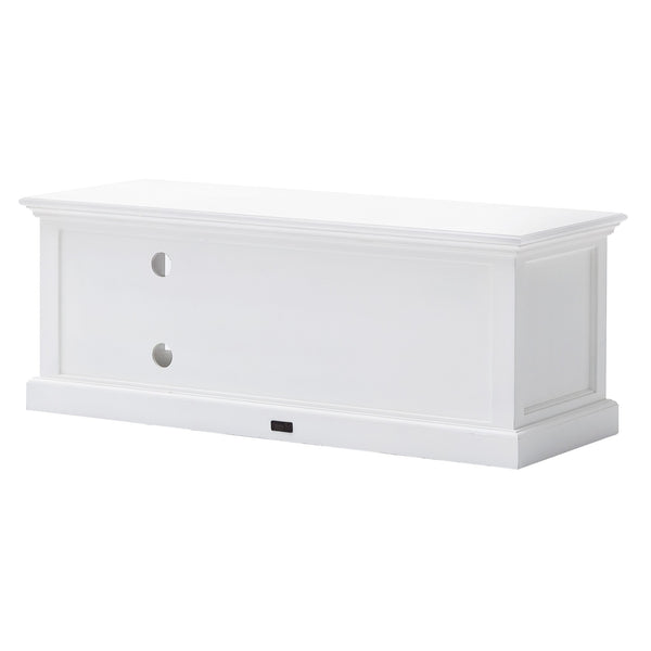 Homeroots 47" White Solid Wood Drawers And Open Shelving Entertainment Center  Solid Wood 397771