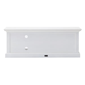 Homeroots 47" White Solid Wood Drawers And Open Shelving Entertainment Center  Solid Wood 397771