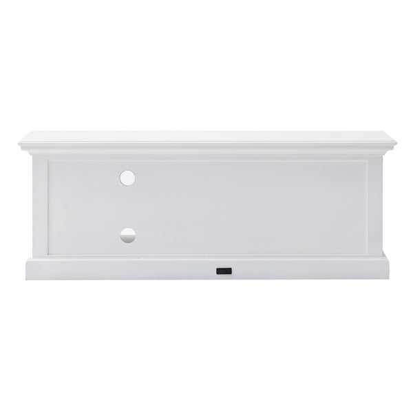 Homeroots 47" White Solid Wood Drawers And Open Shelving Entertainment Center  Solid Wood 397771