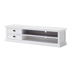 HomeRoots 71" Classic White Entertainment Unit – Elegant Mahogany Design with Storage & Cable Management Solutions 397772