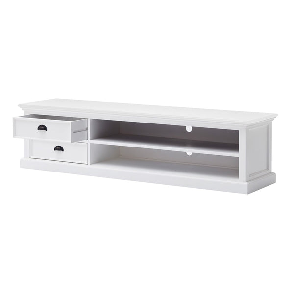 HomeRoots 71" Classic White Entertainment Unit – Elegant Mahogany Design with Storage & Cable Management Solutions 397772