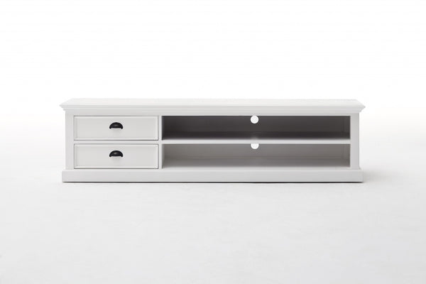 HomeRoots 71" Classic White Entertainment Unit – Elegant Mahogany Design with Storage & Cable Management Solutions 397772