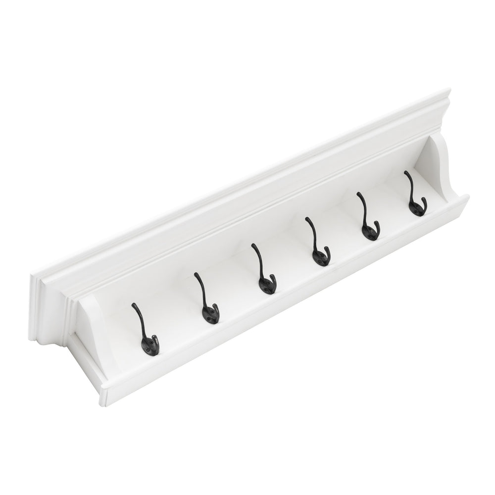 Homeroots Classic White Wood Wide Six Hook Coat Rack  Mahogany 397775