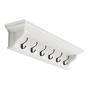 Homeroots Classic White Wood Wide Six Hook Coat Rack  Mahogany 397775