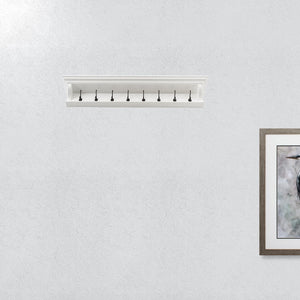 Homeroots Classic White Wood Wide Eight Hook Coat Rack  Mahogany 397776