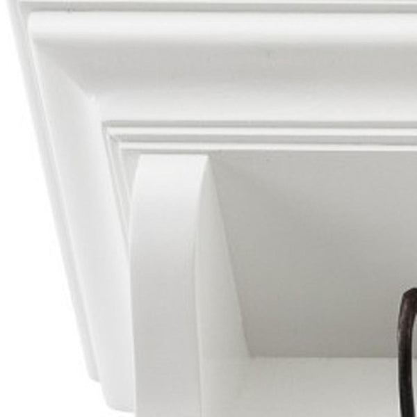 HomeRoots Classic White Wood Coat Rack with 8 Antique Brass Hooks & Shelf – Timeless Entryway Storage Solution 397776