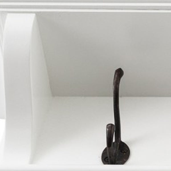 Homeroots Classic White Wood Wide Eight Hook Coat Rack  Mahogany 397776