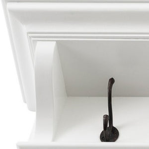 Homeroots Classic White Wood Wide Eight Hook Coat Rack  Mahogany 397776