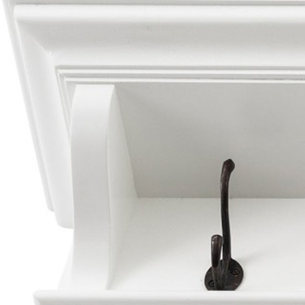 Homeroots Classic White Wood Wide Eight Hook Coat Rack  Mahogany 397776