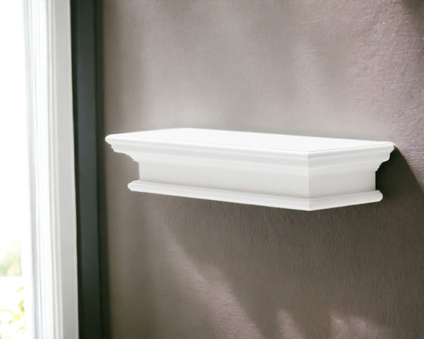 HomeRoots 23" Classic White Floating Wall Shelf - Elegant Display Solution for Photos, Plants, and Decor Items 397787