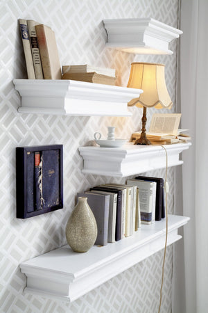 HomeRoots 23" Classic White Floating Wall Shelf - Elegant Display Solution for Photos, Plants, and Decor Items 397787