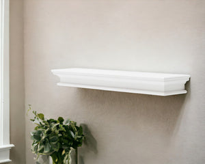 HomeRoots 47" Classic White XL Floating Wall Shelf – Elegant Display for Decor, Books & Kitchenware Storage Solutions 397789