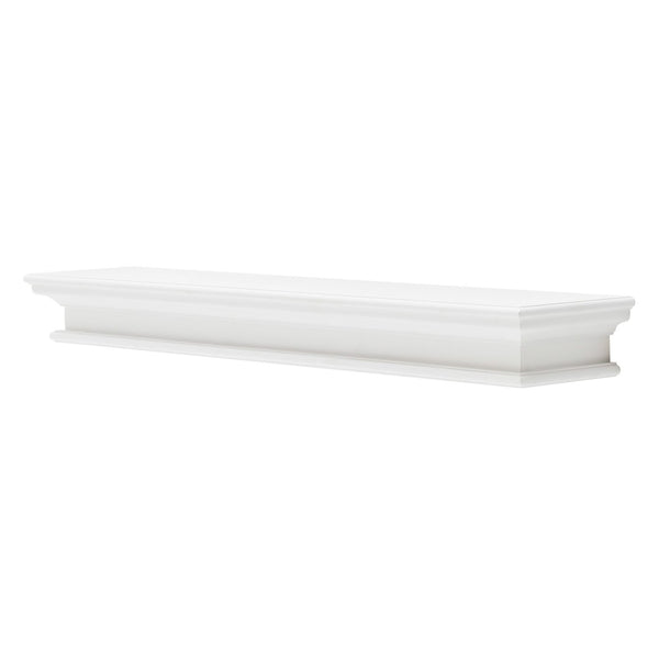 HomeRoots 47" Classic White XL Floating Wall Shelf – Elegant Display for Decor, Books & Kitchenware Storage Solutions 397789