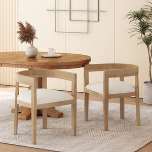 English Elm Dining Arm Chairs Set of 2 Upholstered Tub Style Rubberwood Mid-century Modern Seating N771P388967M
