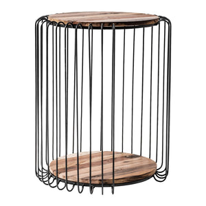 HomeRoots 24" Handcrafted Rustic Brown Round End Table with Black Steel Frame for Modern Farmhouse Style 397793