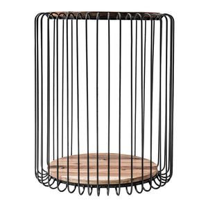 HomeRoots 24" Handcrafted Rustic Brown Round End Table with Black Steel Frame for Modern Farmhouse Style 397793