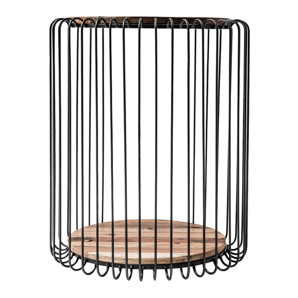 HomeRoots 24" Handcrafted Rustic Brown Round End Table with Black Steel Frame for Modern Farmhouse Style 397793