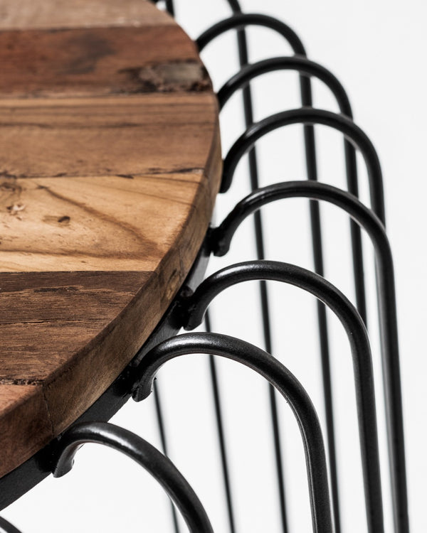 HomeRoots 24" Handcrafted Rustic Brown Round End Table with Black Steel Frame for Modern Farmhouse Style 397793
