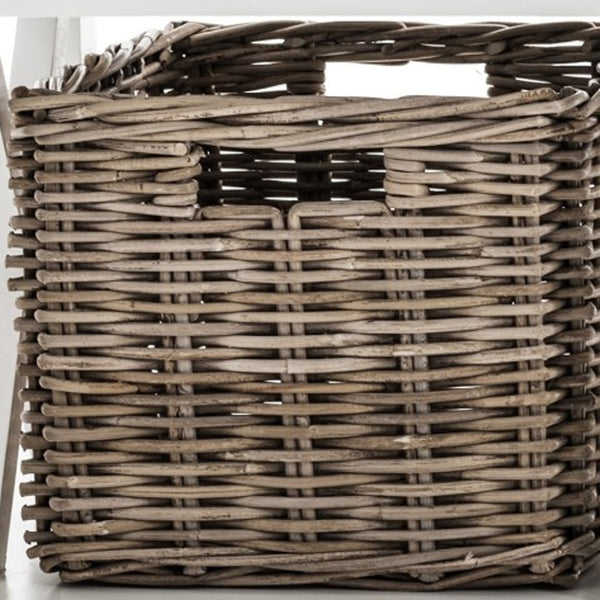 Homeroots Classic White Bench And Basket Set  Solid Wood 397794