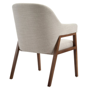 English Elm Modern Rubberwood Dining Chair Set Sculptural Curved Back Upholstered Seat Walnut Frame N768P391131B