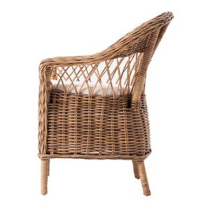 Homeroots Set Of Two Gray Brown Semi Circle Back Wicker Chairs With Seat Cushions  Rattan 397801