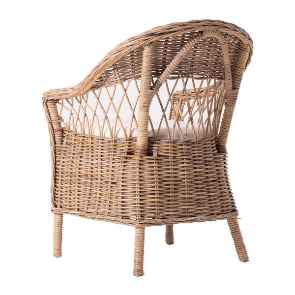 Homeroots Set Of Two Gray Brown Semi Circle Back Wicker Chairs With Seat Cushions  Rattan 397801