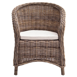Homeroots Set Of Two Round Wicker Club Armchairs With Seat Cushion  Rattan 397802