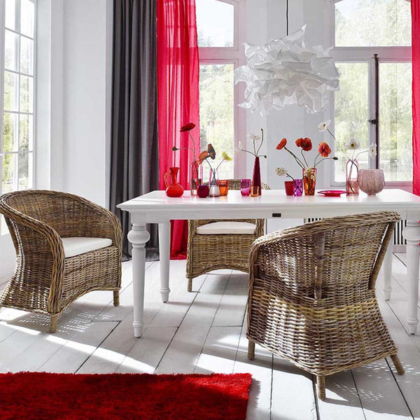 Homeroots Set Of Two Round Wicker Club Armchairs With Seat Cushion  Rattan 397802