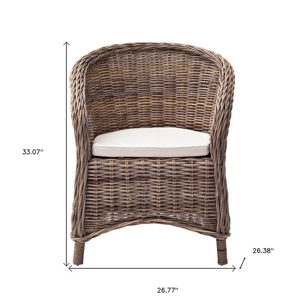 Homeroots Set Of Two Round Wicker Club Armchairs With Seat Cushion  Rattan 397802