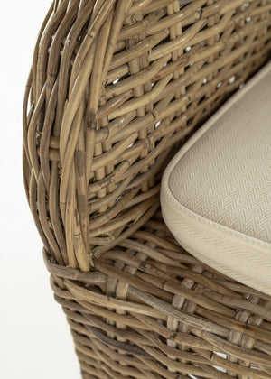 Homeroots Set Of Two Cream And Tan Rattan Dining Arm Chairs  Rattan 397803